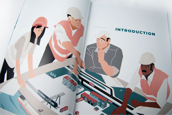 Illustration, réunion chantier, illustration personalisée, Canal Seine Nord Europe, Direction régionale de l'Aménagement du territoire