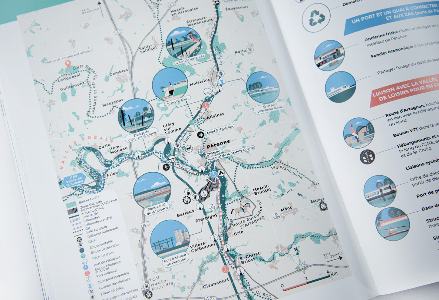cartographie Péronne, création de carte illustrée, vallée idéale, étangs, Cléry sur Somme, route d'Artagnan, illustration loisirs