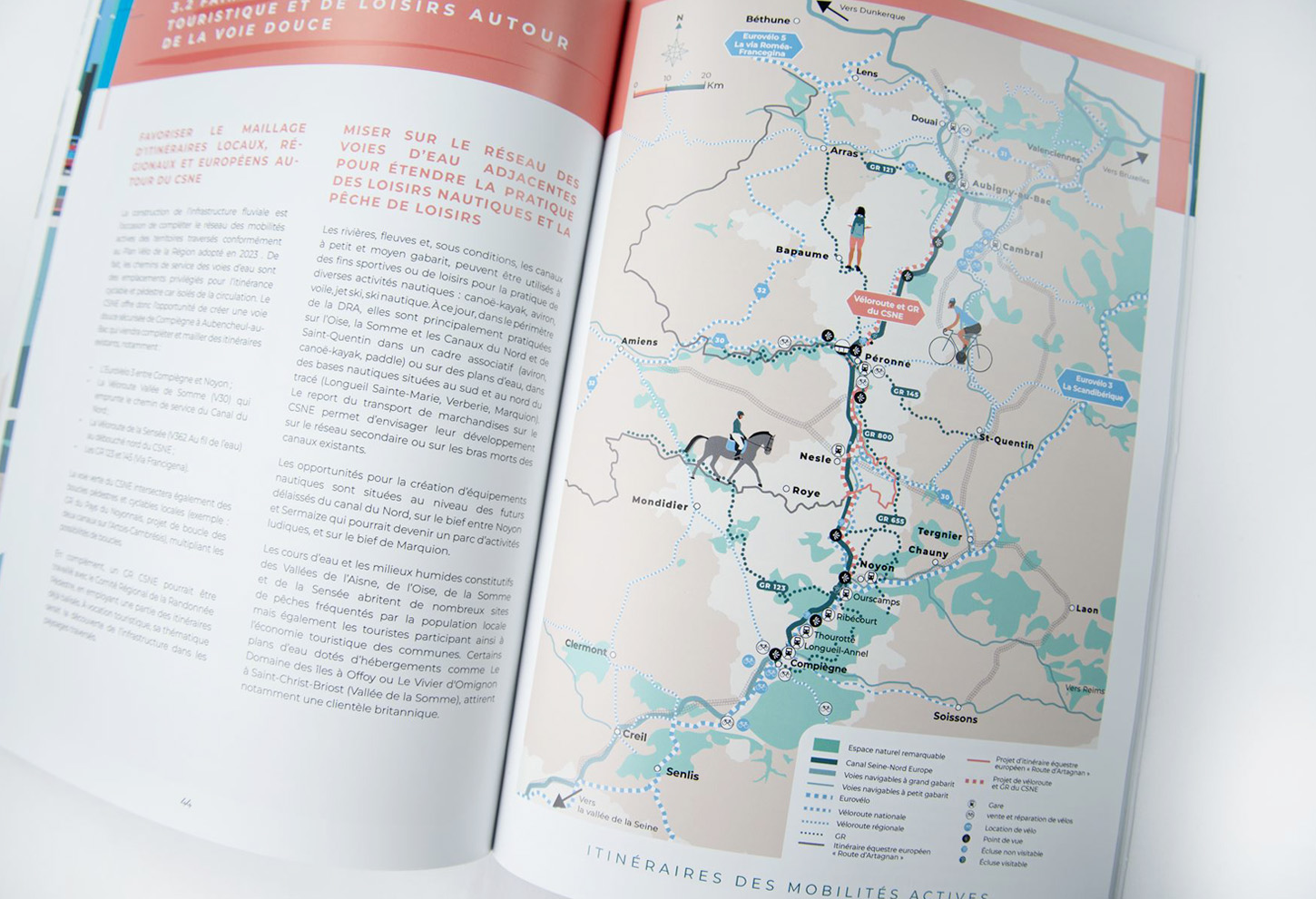 Cartographie des mobilité douces du département du Nord, itinéraires eurovélo 3 Scandibérique, GR piétons, équestre, route Dartagnan, 