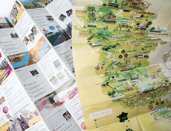 rhone tourisme, rhone, création de carte illustrée, carte touristique, tourisme, graphisme