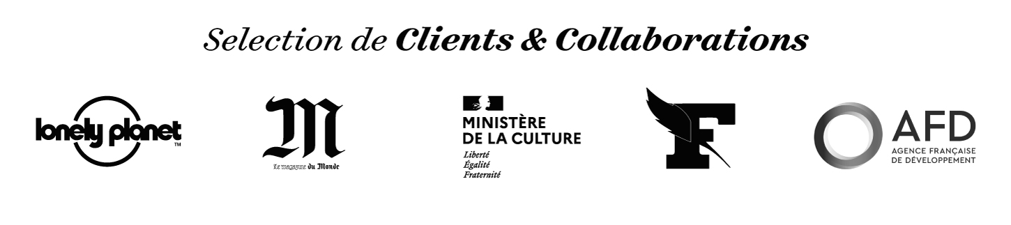 Clients et collaborations de l'atelier Cartographik, ministère de la culture, AFD, Le Monde